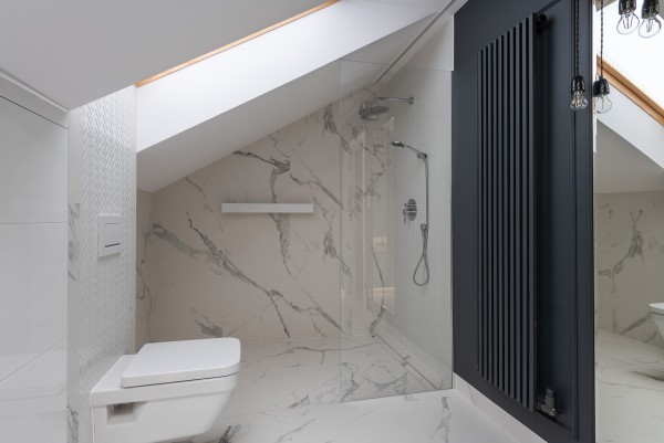 bathroom with black radiator