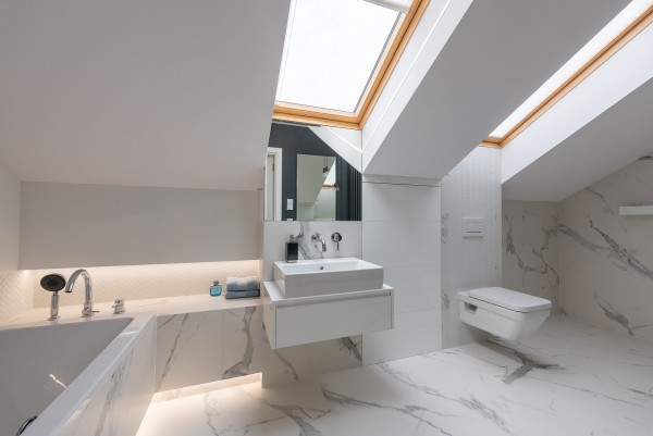 bathroom and skylights