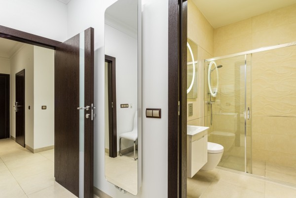 modern hallway and bathroom